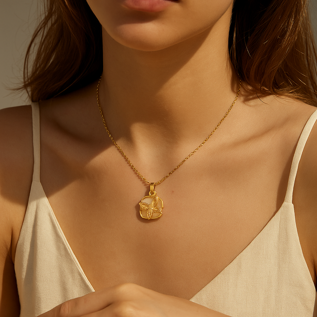 Ora & Eve Butterfly Pendant Necklace for Women – 18K Gold Plated Tag Charm, Waterproof & Tarnish-Resistant Dainty Jewelry Gift