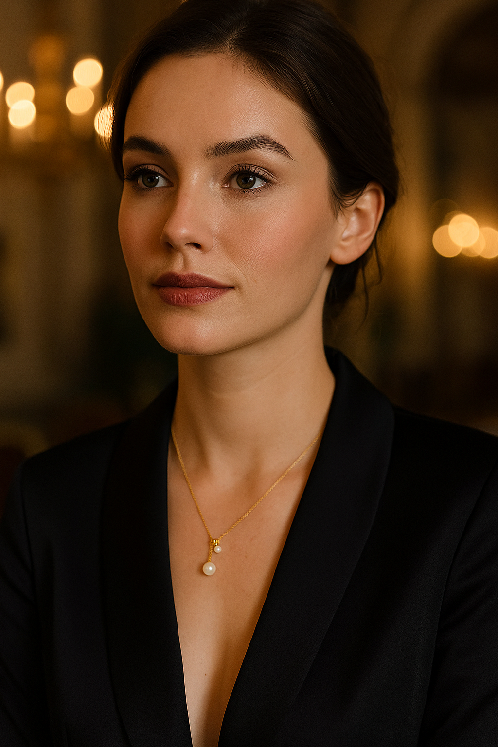 Gold Pearl Drop Necklace for Women – 18K Gold Plated Y-Shaped Dainty Necklace with Double Simulated Pearls, Elegant Waterproof Jewelry, Minimalist Gift for Her