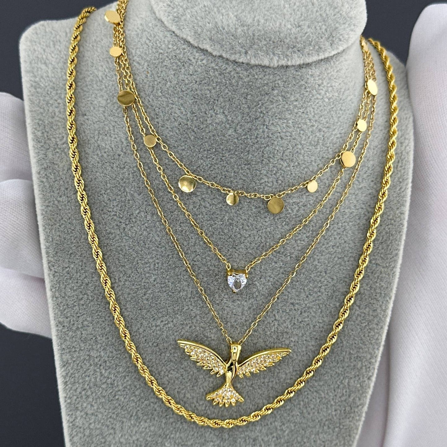 Elegant 18K Gold Plated Necklace with Bird Pendant