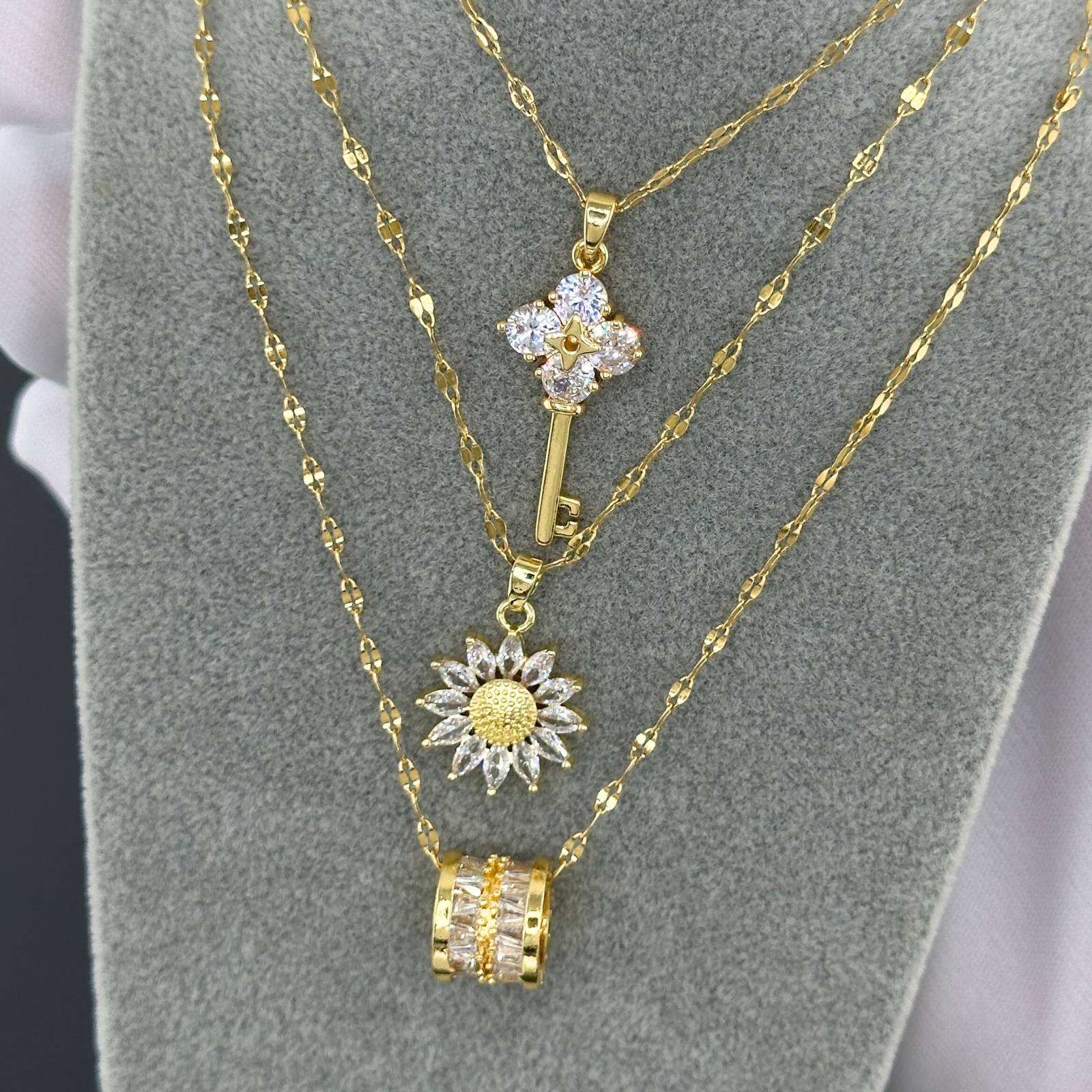 Elegant 18K Gold plated Necklace featuring cubic zirconia, waterproof design, and lasting shine for a stylish look.