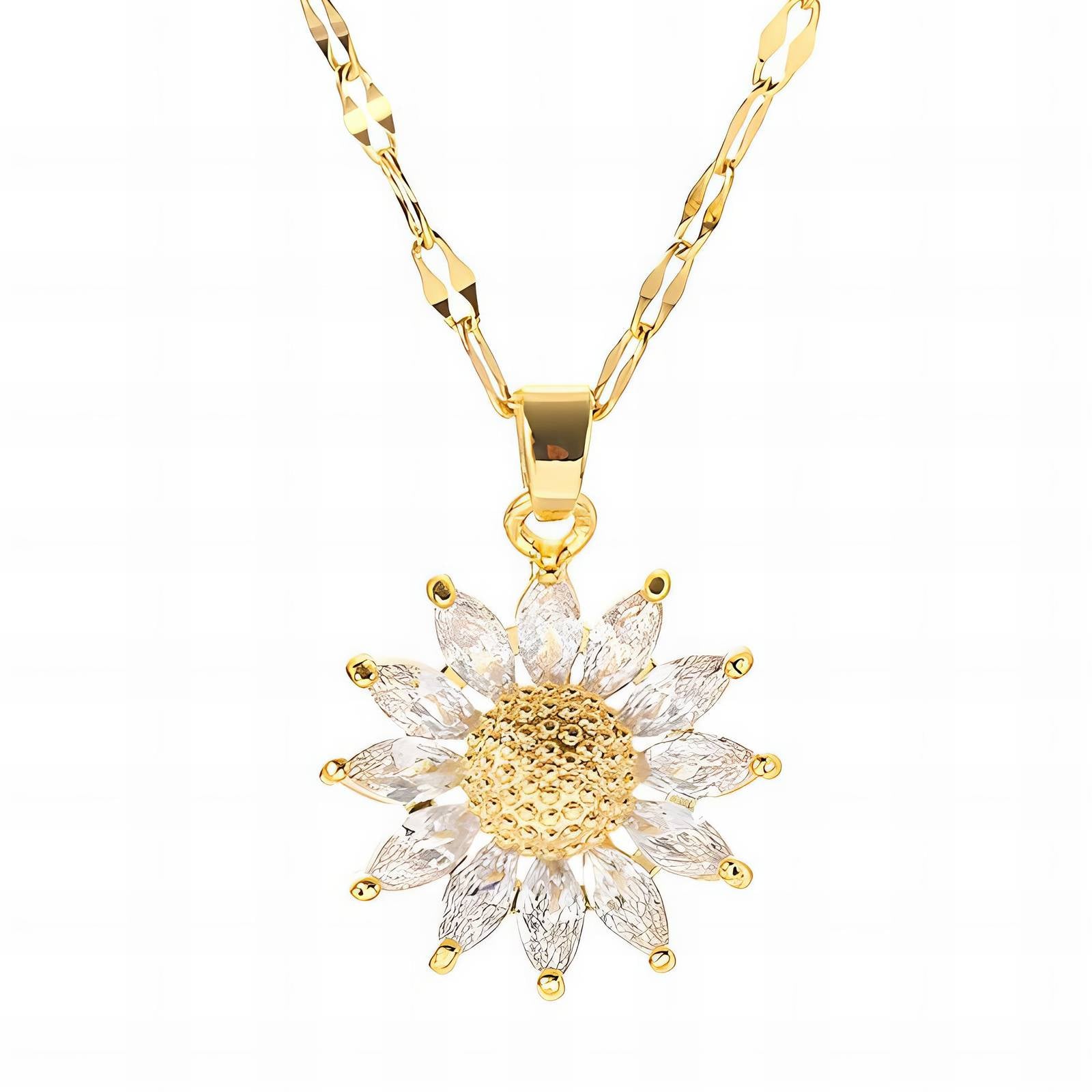 Stunning 18K Gold plated Necklace with cubic zirconia, hypoallergenic and waterproof, perfect for any occasion.