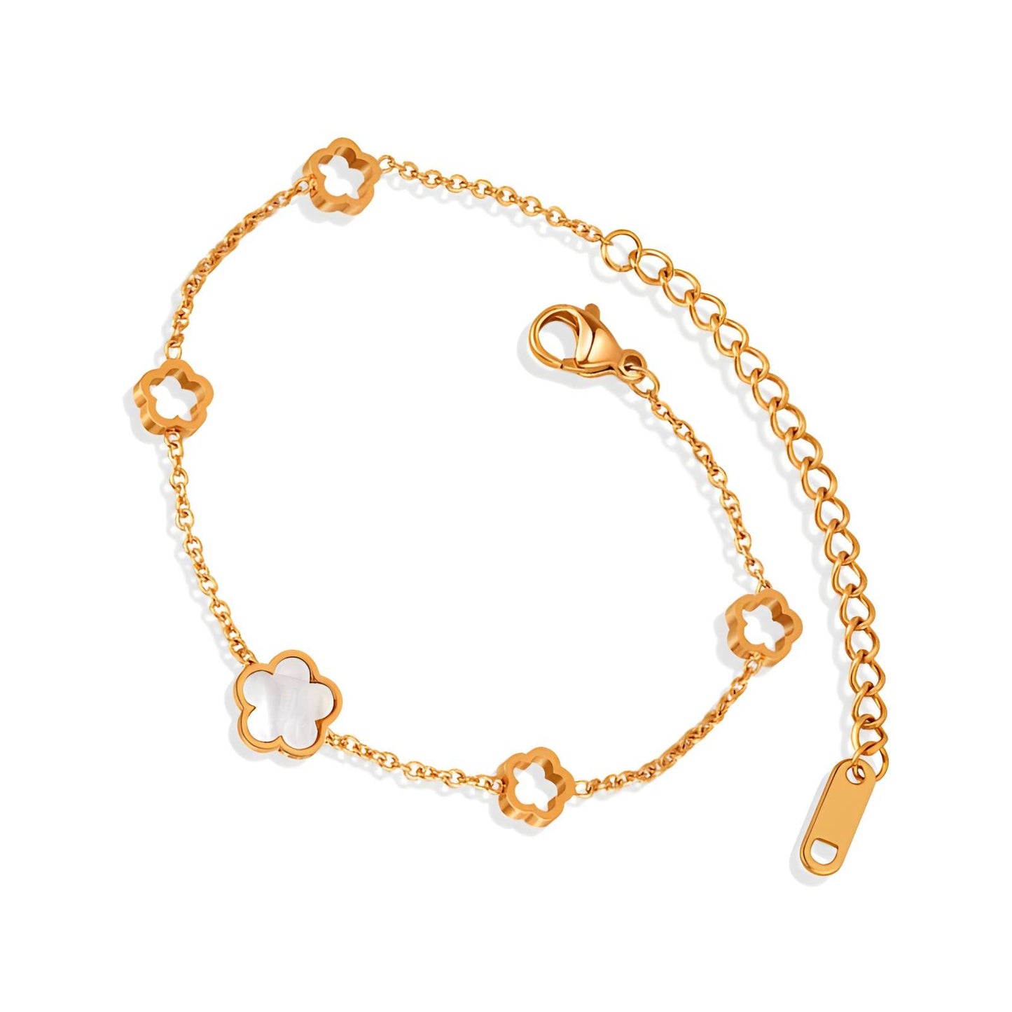 Elegant 18K Gold plated Bracelet featuring floral designs, perfect for enhancing any outfit's sophistication.