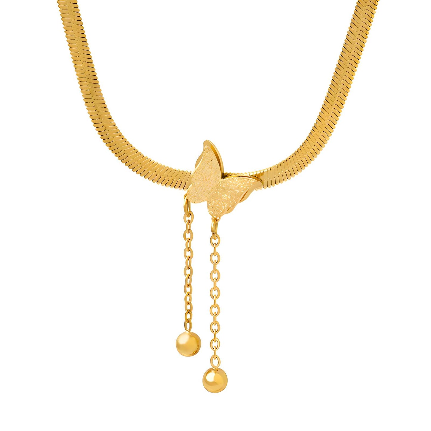 Elegant 18K Gold Plated Necklace with Butterfly Pendant