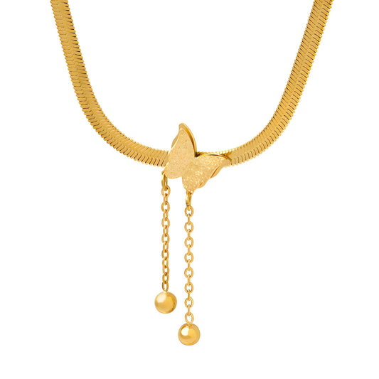 Elegant 18K Gold Plated Necklace with Butterfly Pendant