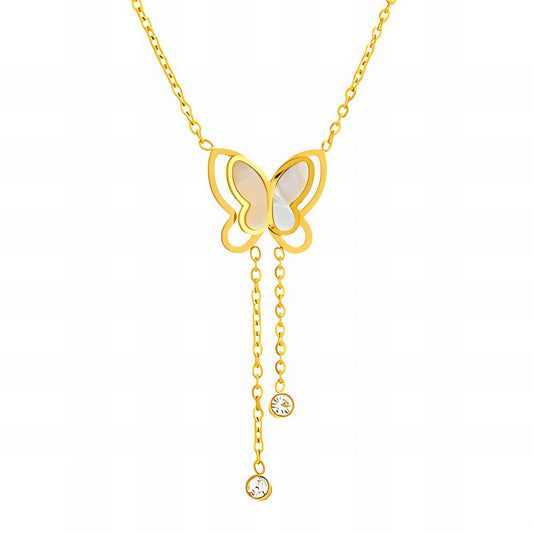 18K Gold Plated Necklace with Butterfly Pendant Design