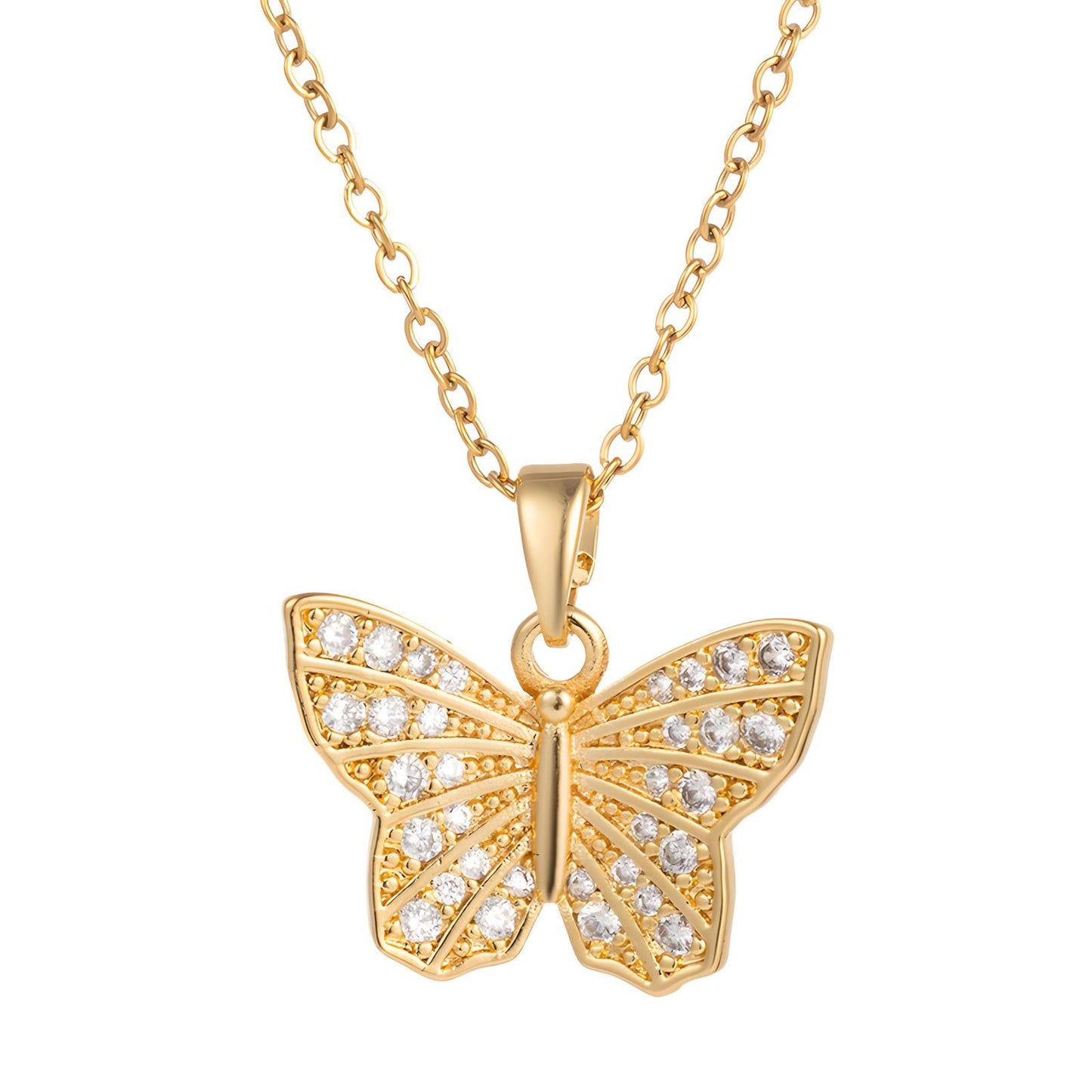 Ora & Eve Butterfly Necklace for Women – 18K Gold Plated Pendant with Crystal Accents – Dainty, Waterproof & Tarnish-Free, Gift Jewelry