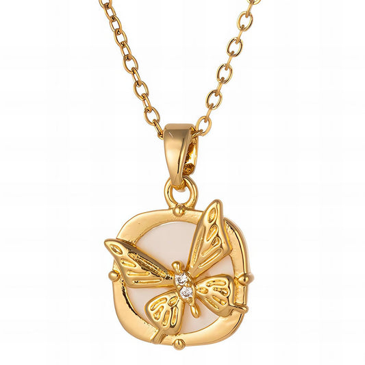 Ora & Eve Butterfly Pendant Necklace for Women – 18K Gold Plated Tag Charm, Waterproof & Tarnish-Resistant Dainty Jewelry Gift