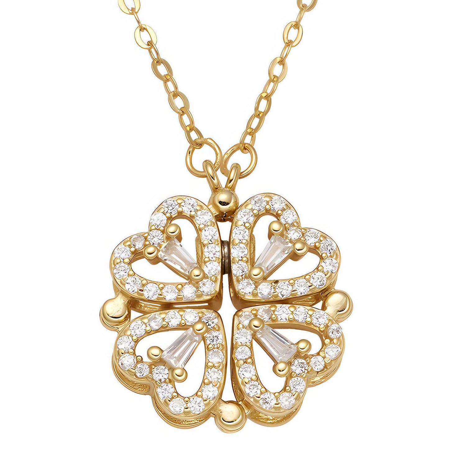 Elegant 18K Gold plated Necklace featuring a heart-shaped pendant with cubic zirconia, waterproof and hypoallergenic.