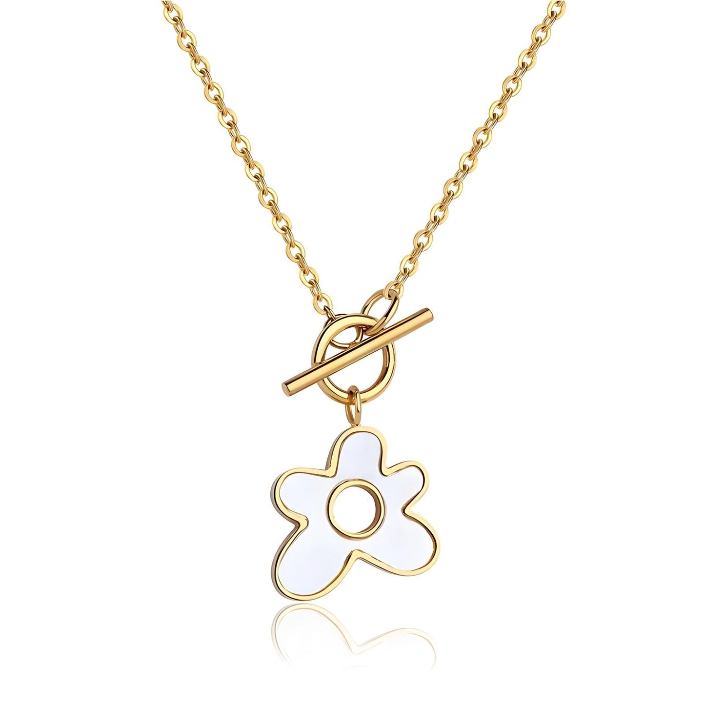 Elegant 18K Gold Plated Necklace with Flower Pendant