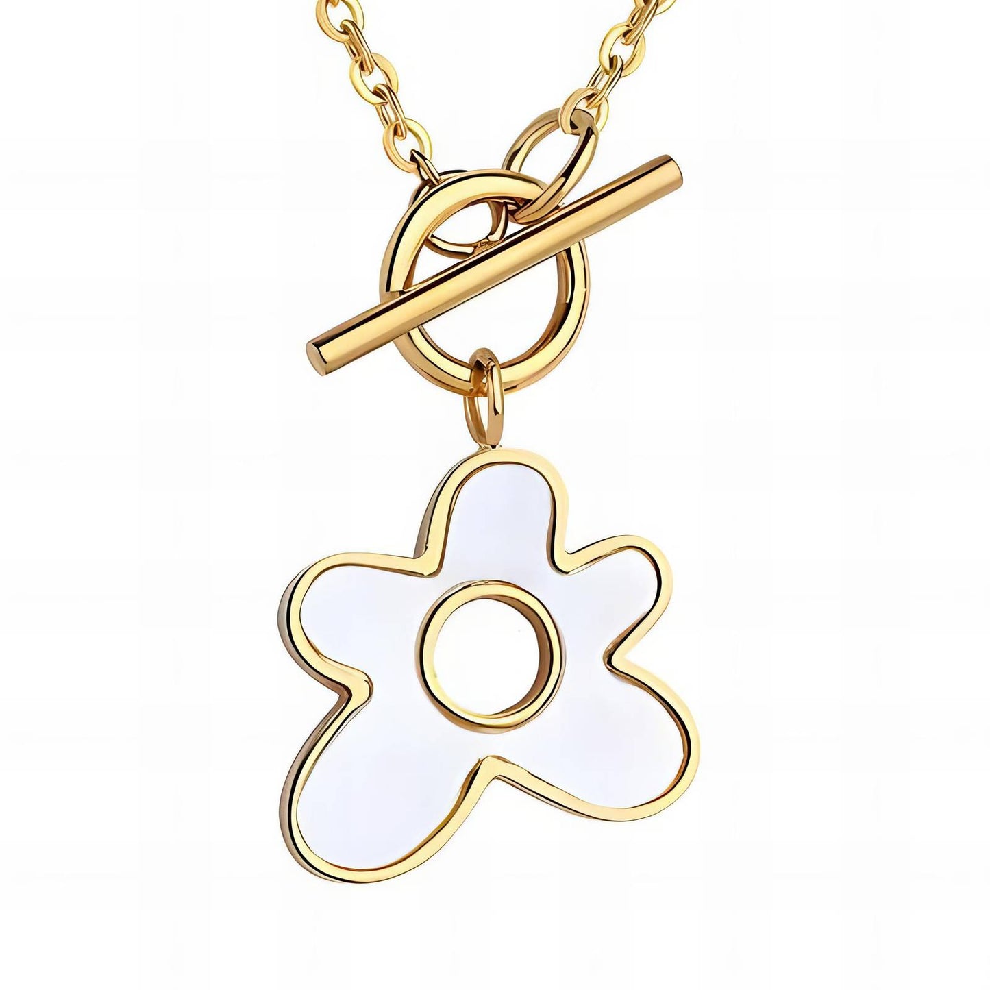 Elegant 18K Gold Plated Necklace with Flower Pendant