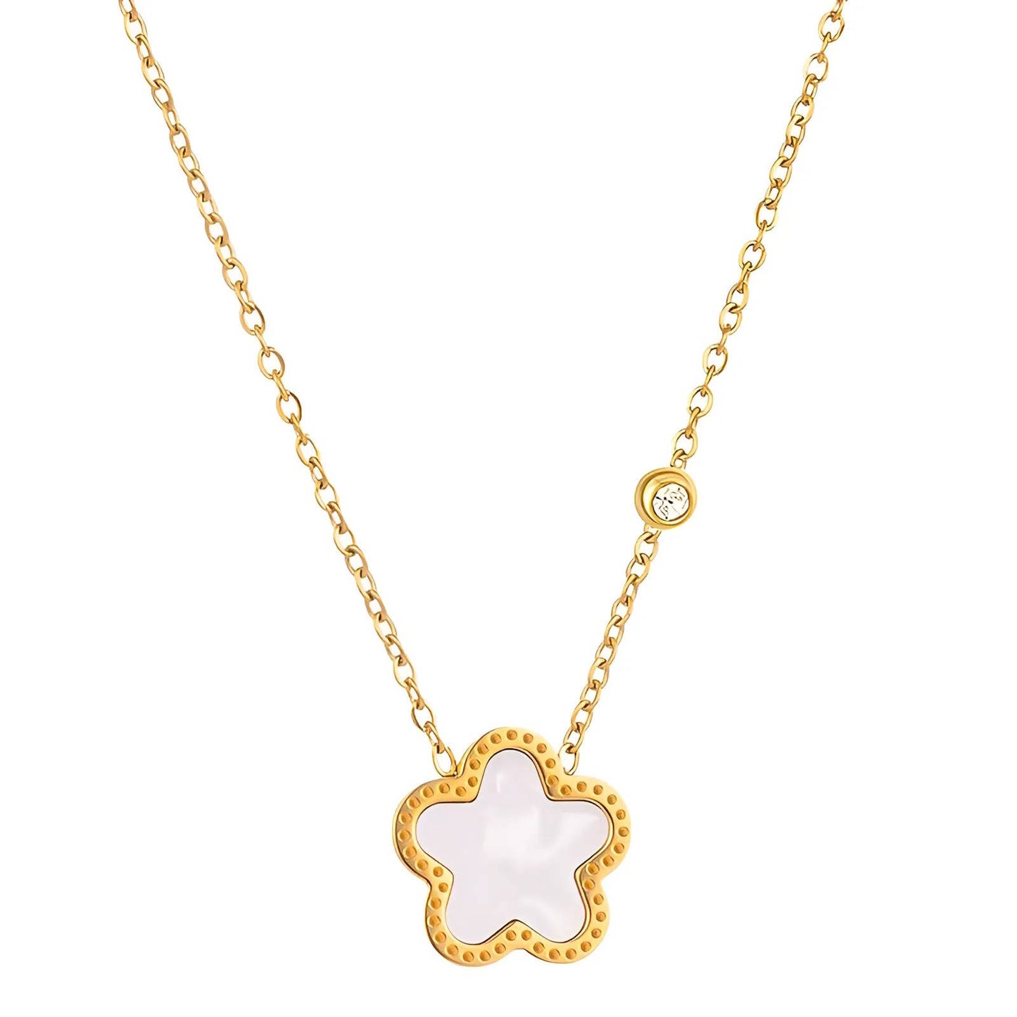 Elegant 18K Gold plated Necklace featuring a cubic zirconia star pendant and durable stainless steel chain.