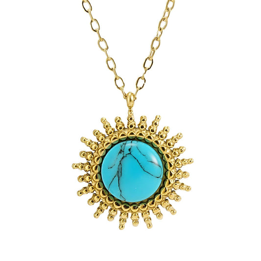 Elegant 18K Gold Plated Necklace with Natural Stones