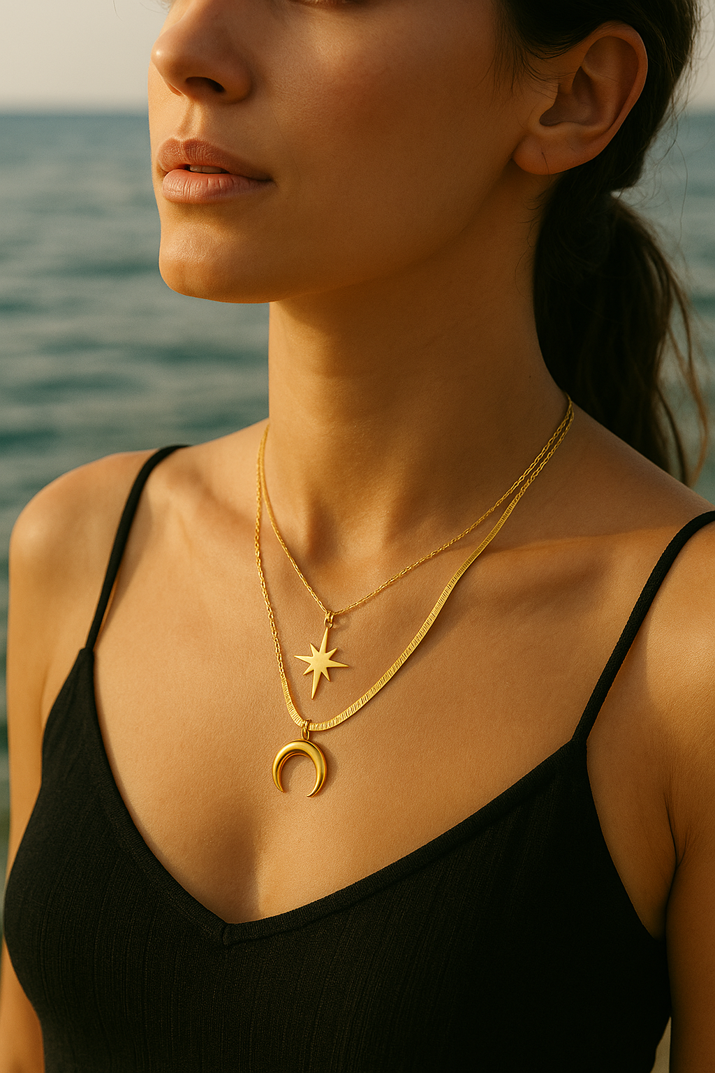 Zodiac Necklace for Women – 18K Gold Plated Layered Pendant Necklace, Waterproof & Tarnish-Resistant Jewelry – Celestial Astrology Gift