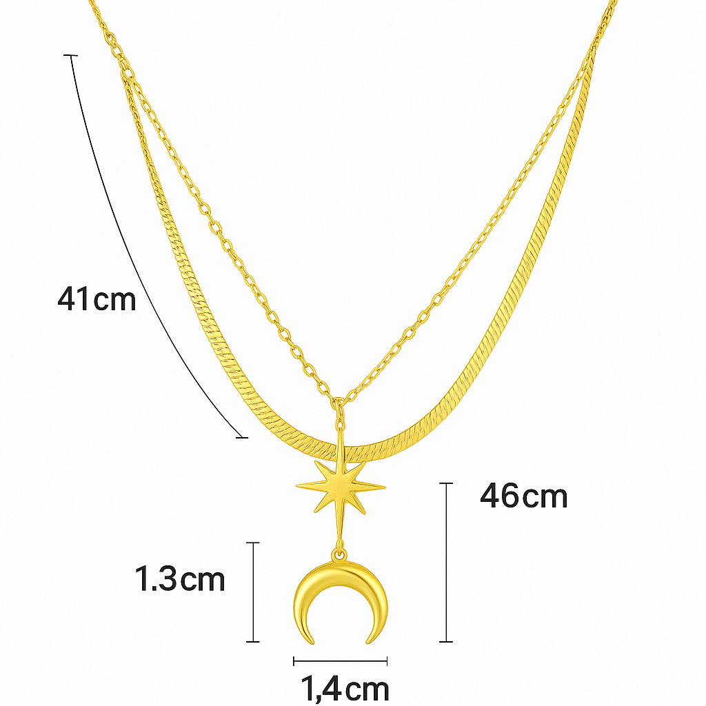 Zodiac Necklace for Women – 18K Gold Plated Layered Pendant Necklace, Waterproof & Tarnish-Resistant Jewelry – Celestial Astrology Gift