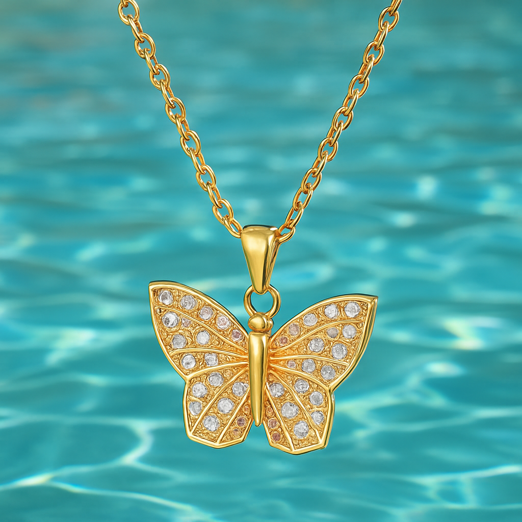 Ora & Eve Butterfly Necklace for Women – 18K Gold Plated Pendant with Crystal Accents – Dainty, Waterproof & Tarnish-Free, Gift Jewelry