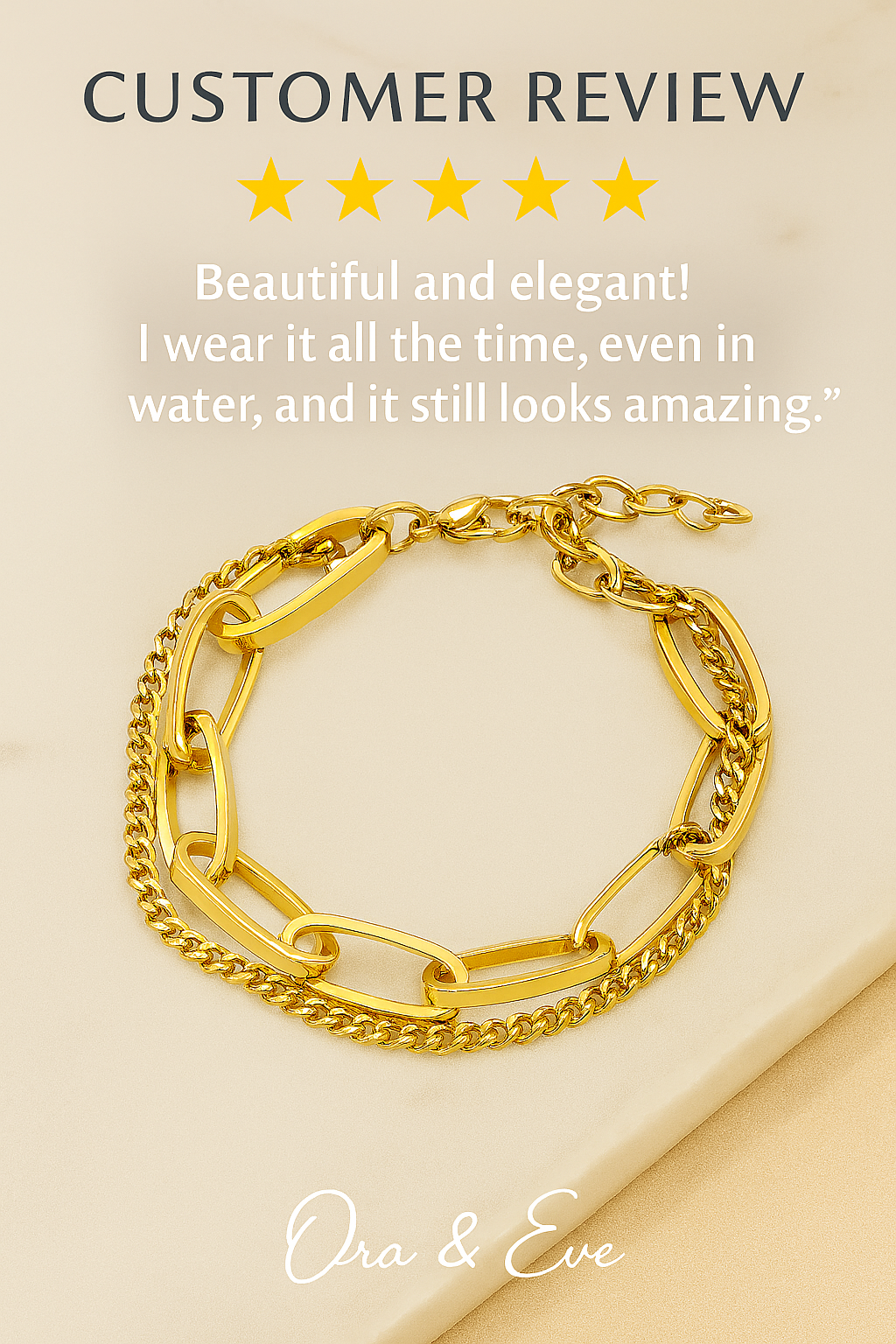 Chunky Gold Link Chain Bracelet for Women – 18K Gold Plated Waterproof Statement Bracelet with Layered Chains, Adjustable Fashion Jewelry Gift