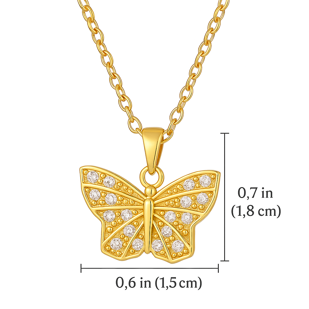 Ora & Eve Butterfly Necklace for Women – 18K Gold Plated Pendant with Crystal Accents – Dainty, Waterproof & Tarnish-Free, Gift Jewelry